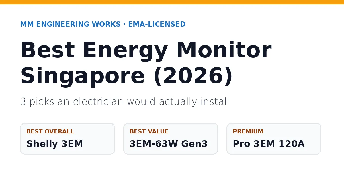 Best energy monitor Singapore 2026 — Shelly 3EM, 3EM-63W Gen3 and Pro 3EM compared